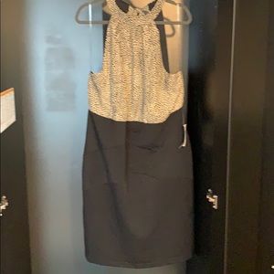 TEEZE ME WOMANS DRESS TIE NECK SZ 20 LEOPARD PRINT & BLACK NEW